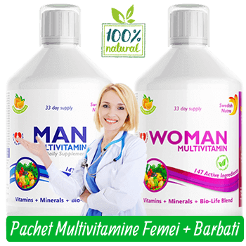 Pachet de multivitamine lichide pentru femei si barbati cu 147 ingrediente active