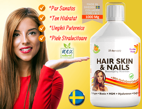Colagen lichid hidrolizat 1000mg cu adaos de biotina, acid hialuronic, msm, coq10 - produs in suedia. Fw