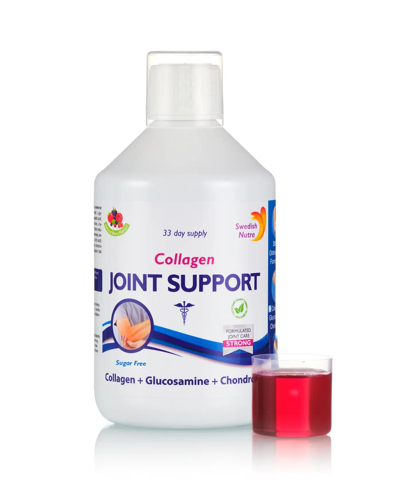 Joint support – colagen lichid hidrolizat tip 1,2 si 3 cu 5000mg + glucozamina + condroitina + msm + turmeric + vitamina c, b12, d3 – sticlă cu 500 ml