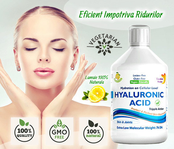 Acidul hialuronic este eficient impotriva ridurilor - produs concentrat cu 100mg per doza zilnica. Fw