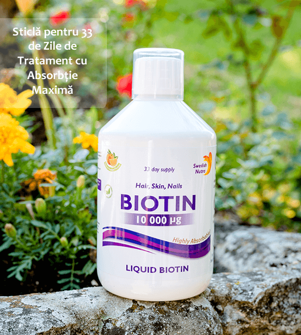 Biotina lichida 10000mcg cu adaos de vitamine c - produs in suedia cu aroma si culoare 100% naturala