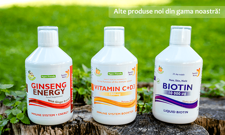 Biotina lichida 10. 000mcg - sticla cu 500ml pentru 33 de zile de tratament din gama swedish nutra - fabricat in suedia