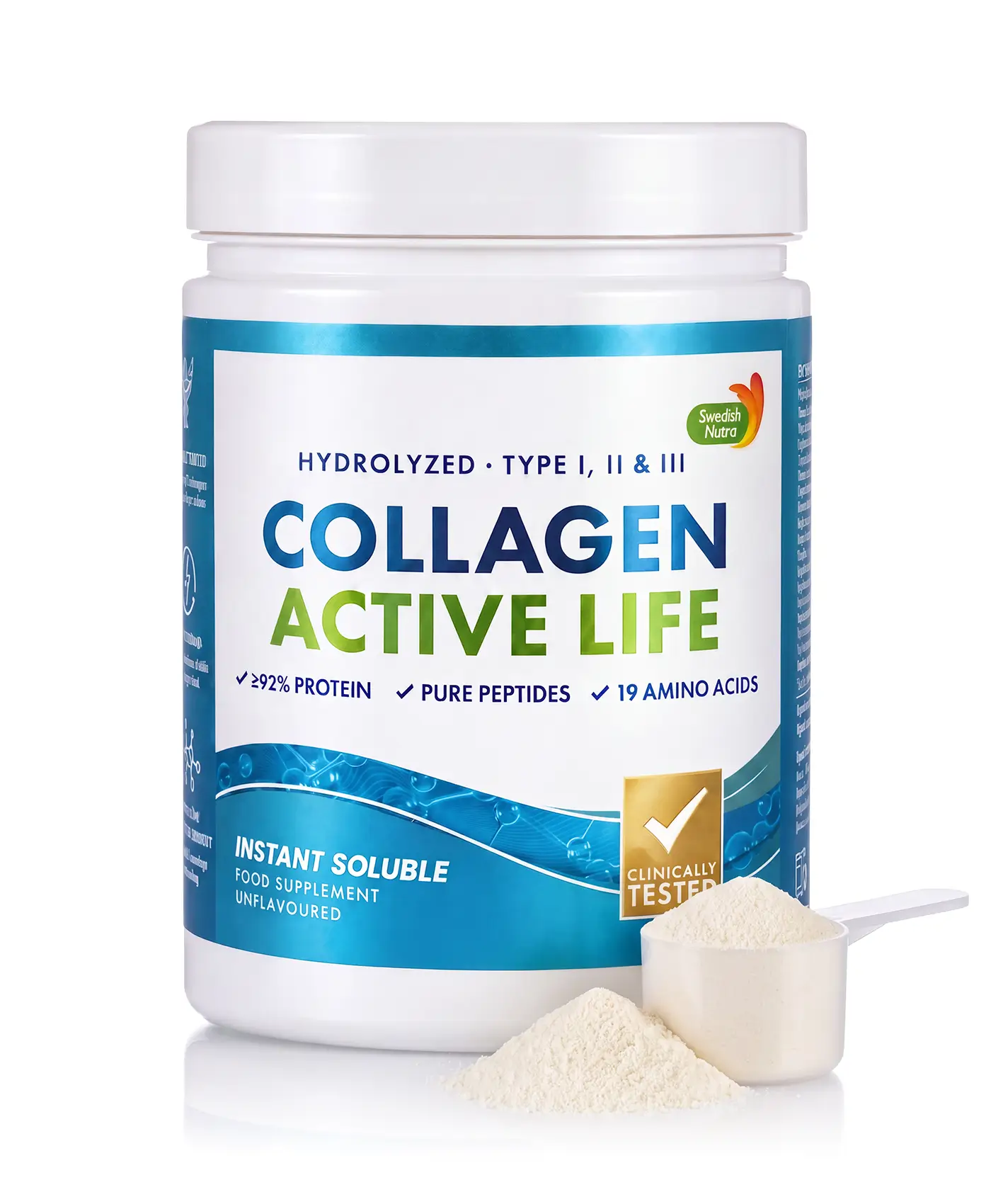 Colagen hidrolizat pulbere tip 1, 2 și 3 active life - 300 g