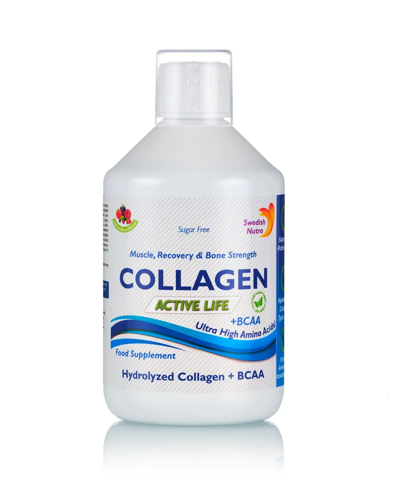 Colagen lichid hidrolizat tip 1, 2 si 3 active life cu 5000mg + bcaa și aminoacizi + acid hialuronic + vitamina c, b5, b6 - sticlă cu 500 ml - imagine 3