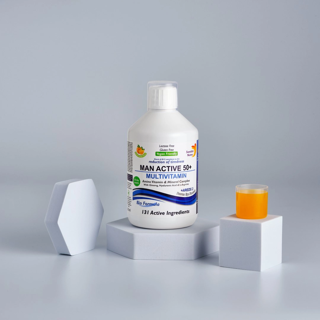 Complex-multivitamine-lichide-man-50-cu-131-ingrediente-active Multivitamine lichide cu aminoacizi pentru barbati moderni - swedish nutra - produs in suedia