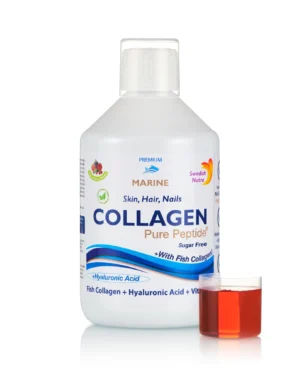 Colagen Marin Hidrolizat 10000mg + Acid Hialuronic 50mg + Biotină 5000mcg + Seleniu + Siliciu + Vitamina C, B5, B6, B12, D3 - sticlă cu 500 ml