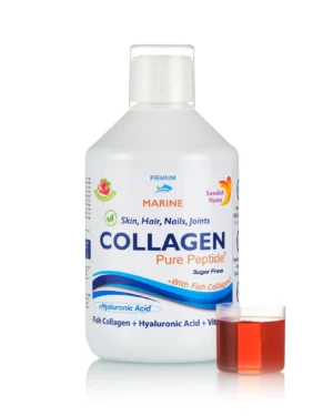 Colagen Marin Hidrolizat 10000mg + Acid Hialuronic 50mg + Biotină 5000mcg + Seleniu + Siliciu + Vitamina C, B5, B6, B12, D3 – sticlă cu 500 ml