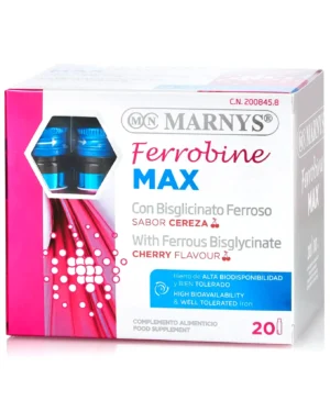 Ferrobine max cu fier, zinc și vitamine, pentru deficiențe de fier, oboseală și imunitate – produs vegan - 20 fiole