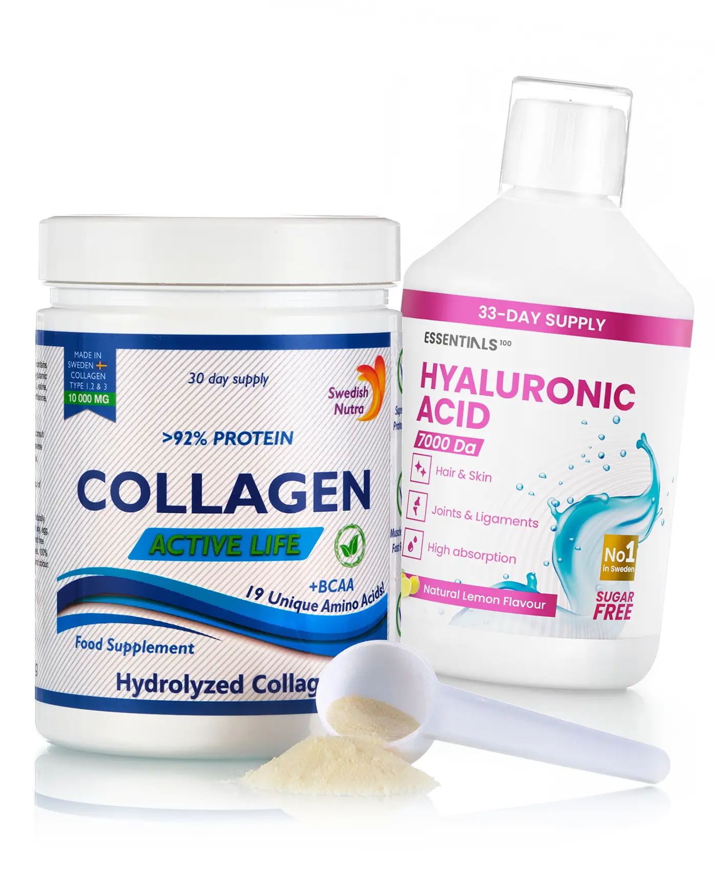 Pachet beauty - colagen active life pulbere tip 1,2,3 + acid hialuronic lichid