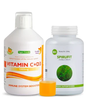 Pachet Imunitate și Anemie - Vitamina C + D3 + Zinc + SpirufitBio