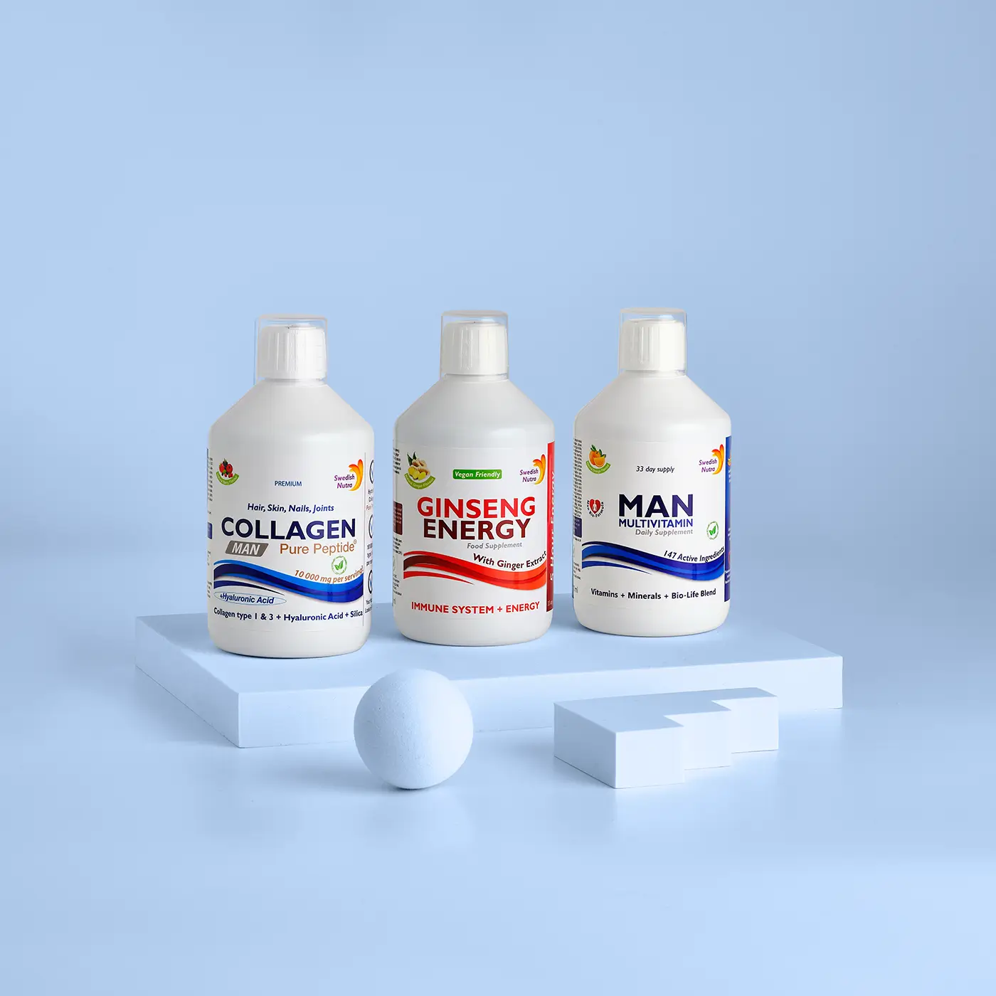 Superpachet energie şi vitalitate bărbaţi – colagen man + ginseng energy + man multivitamin Superpachet energie şi vitalitate bărbaţi