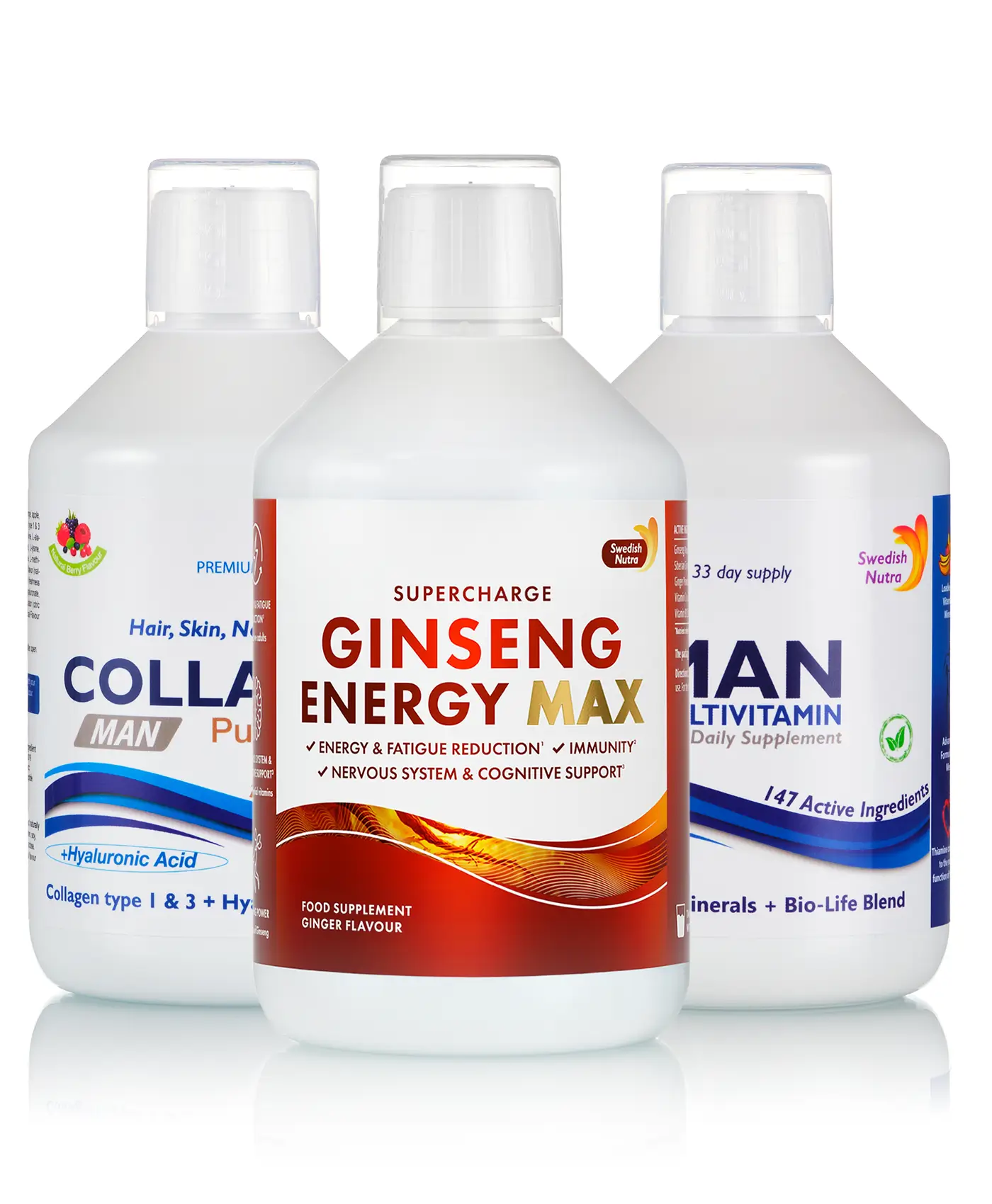 Superpachet energie şi vitalitate bărbaţi – colagen man + ginseng energy + man multivitamin
