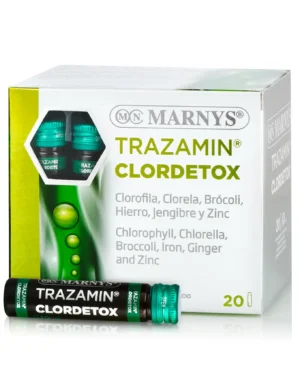 Trazamin clordetox cu 6 ingrediente active pentru detoxifiere, colon, eliminarea metalelor grele din organism – produs vegan – 20 fiole