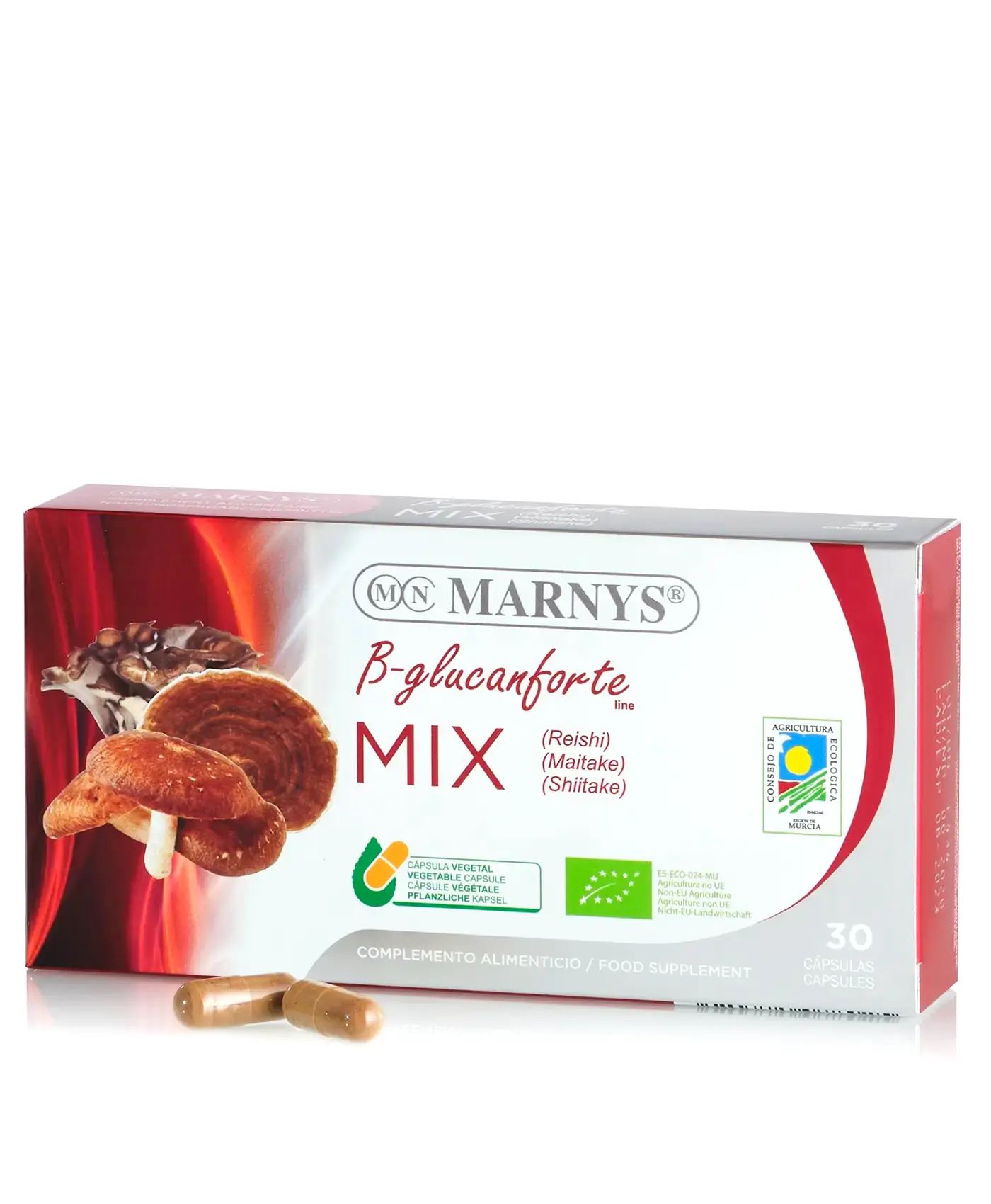 Mix de ciuperci β-glucanforte: reishi + maitake + shiitake – produs bio, 100% natural – 30 capsule