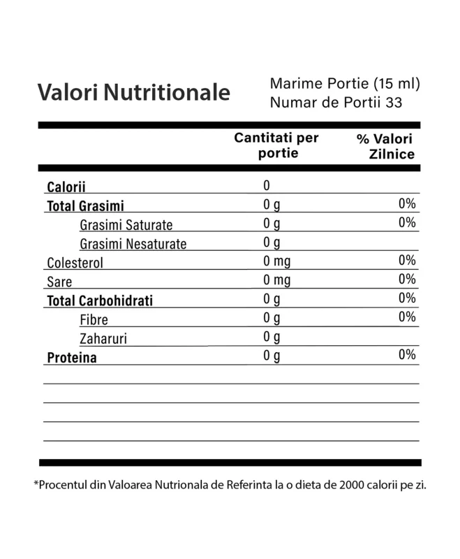 Probiotic Lichid – Sticlă cu 500 ml - Valori Nutritionale