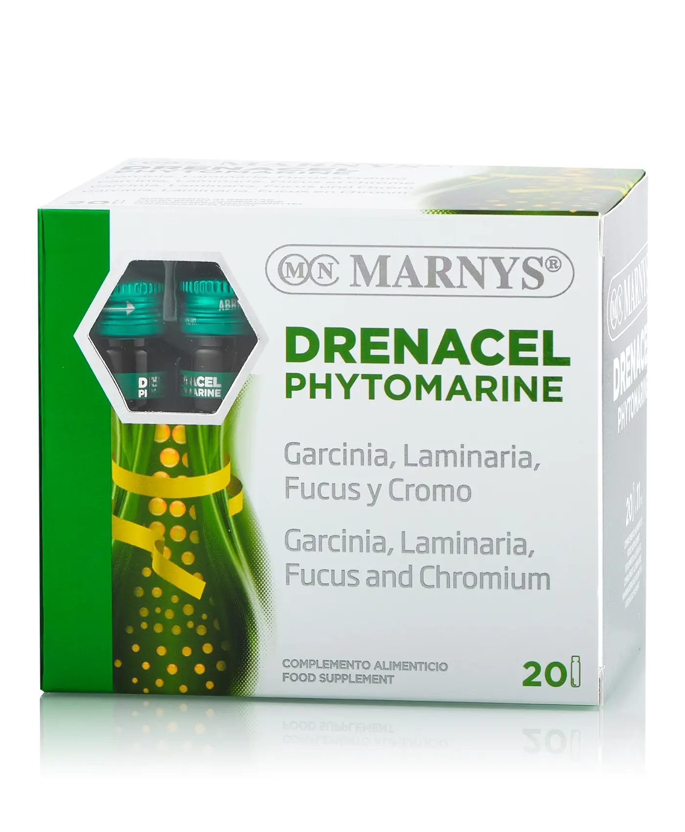 Drenacel phytomarine cu garcinia cambogia + fucus + laminaria + crom pentru accelerarea metabolismului și normalizarea proceselor glandei tiroide – produs vegan – 20 fiole