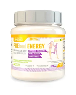 Preload energy – complex pre-workout cu taurină + magneziu + izomaltuloză + ciclodextrină + b complex + vitamine și minerale – cutie cu 460 g (20 serviri)