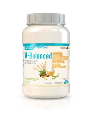 V-balanced cu 5 surse de proteine + aminoacizi + fibre + enzime digestive – 100% vegan – cutie cu 1350 g (30 serviri)