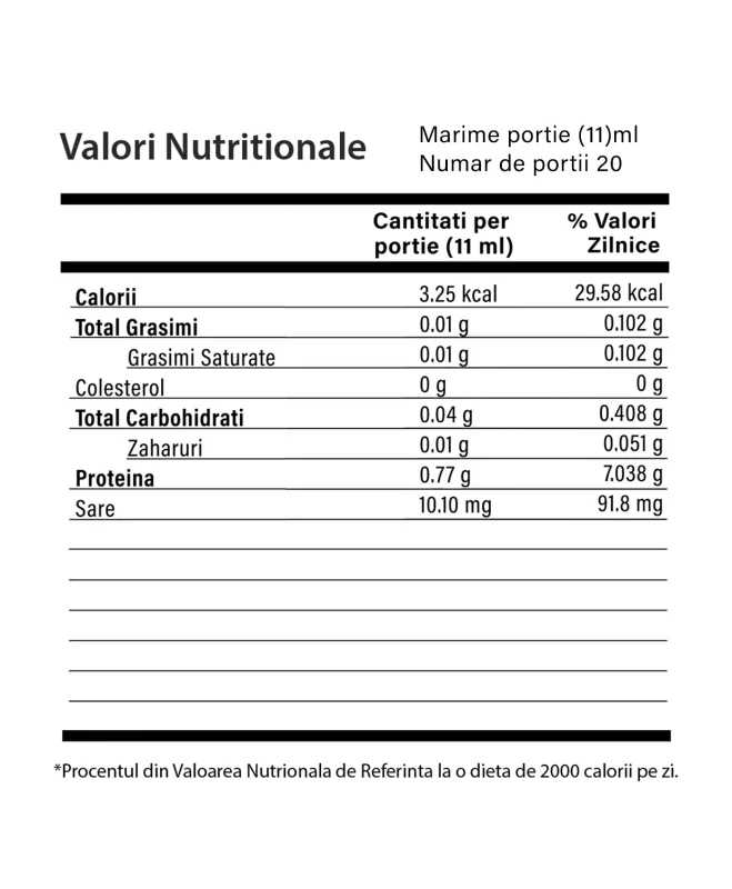 Valori Nutritionale - BCAA Complet - Aminoacizi pentru Masa Musculară – 20 Fiole