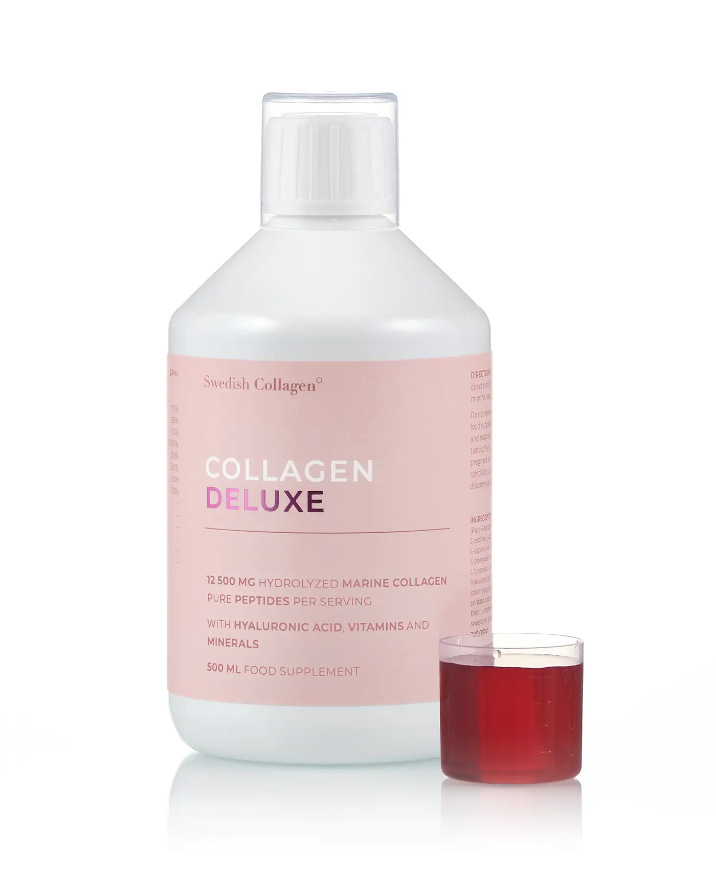 Colagen deluxe – colagen marin hidrolizat lichid cu 12. 500 mg + acid hialuronic 75 mg + biotină 5000 mcg + msm 125 mg + zinc + siliciu + vitamine