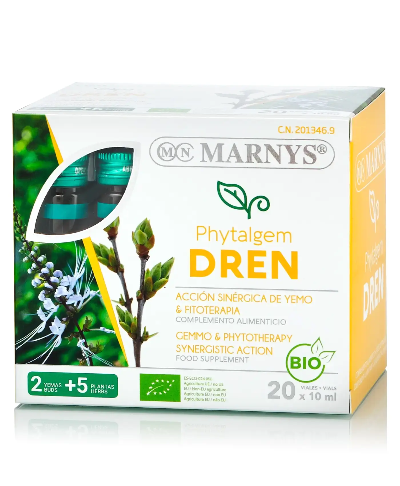 Phytalgem dren - complex cu 7 plante cu efect diuretic pentru eliminarea excesului de fluide din organism - produs bio - 20 fiole