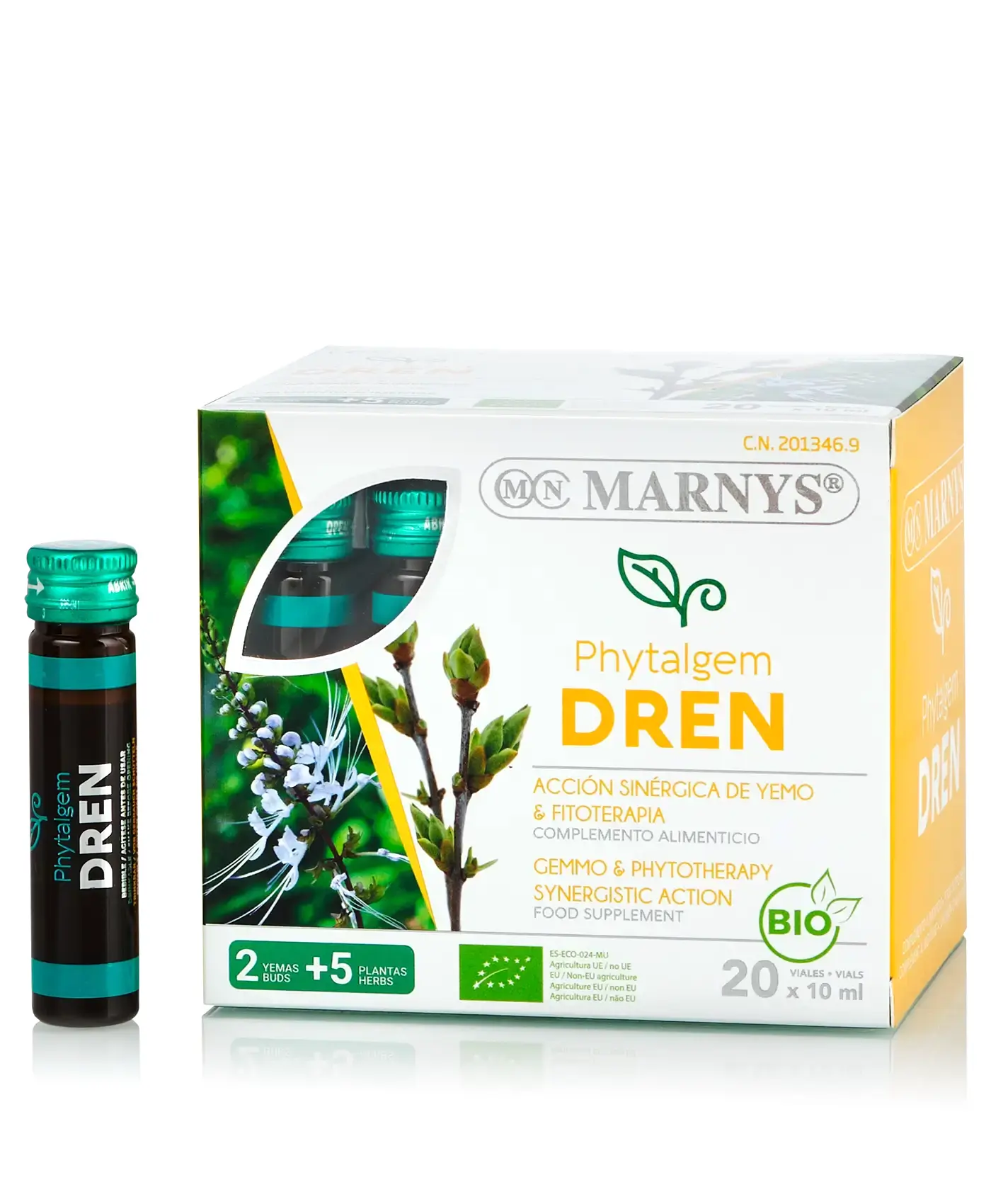 Phytalgem dren - complex cu 7 plante cu efect diuretic pentru eliminarea excesului de fluide din organism - produs bio - 20 fiole