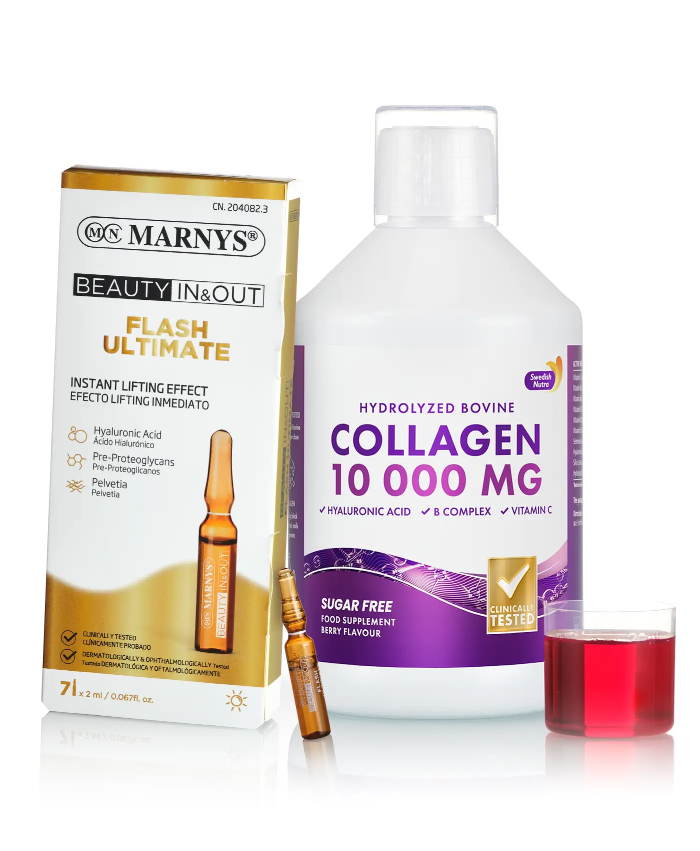 Pachet luminozitate si fermitate - colagen lichid hidrolizat tip 1 si 3 cu 10. 000 mg flash ultimate