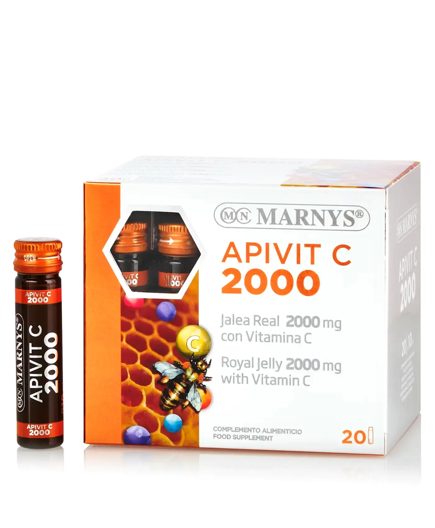 Apivit c 2000 – lăptișor de matcă + vitamina c – energie, imunitate, reducerea oboselii – 20 fiole - imagine 4