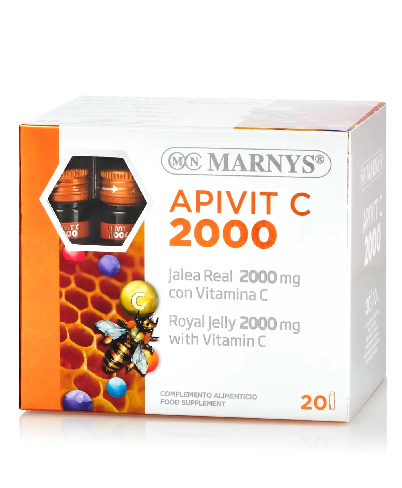 Apivit c 2000 – lăptișor de matcă + vitamina c – energie, imunitate, reducerea oboselii – 20 fiole - imagine 3