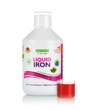 Fier Lichid – Complex cu 15 Ingrediente Active – Fier + Vitamina C + Complex B + Acai + Afine + Mix de Fructe și Verdețuri – Produs Vegan – 500 ml