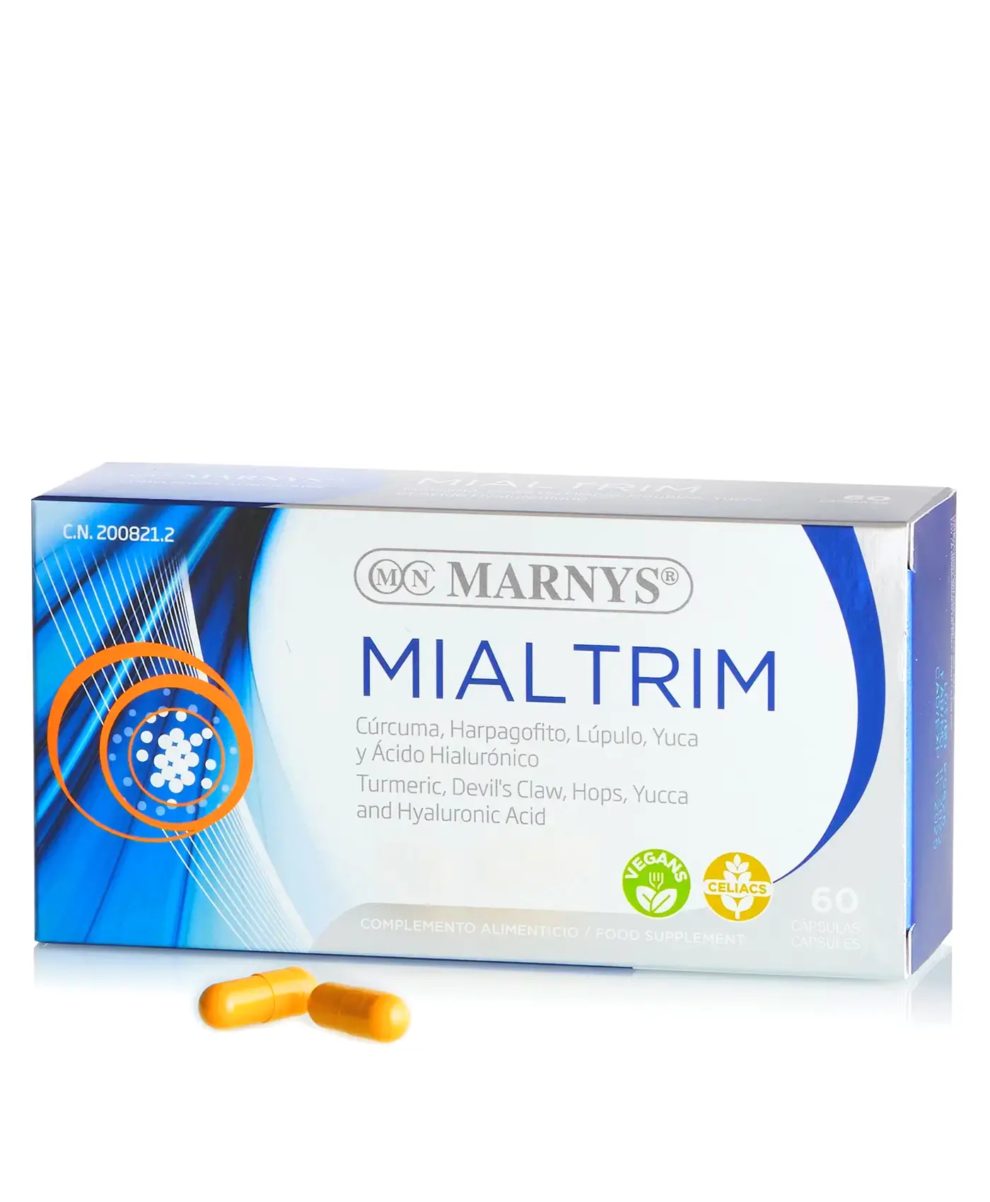 Mialtrim cu 7 ingrediente – anti-inflamator pentru mușchi, oase, articulații – produs vegan, 100% natural – 60 capsule