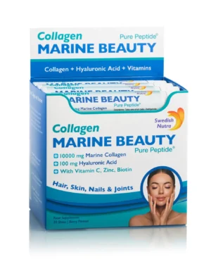 MARINE BEAUTY - Colagen lichid hidrolizat marin de tip 1 și 3 Acid Hialuronic + Siliciu +Biotină + Seleniu + Zinc + Vitaminele C, B5, B6, B12 și D3