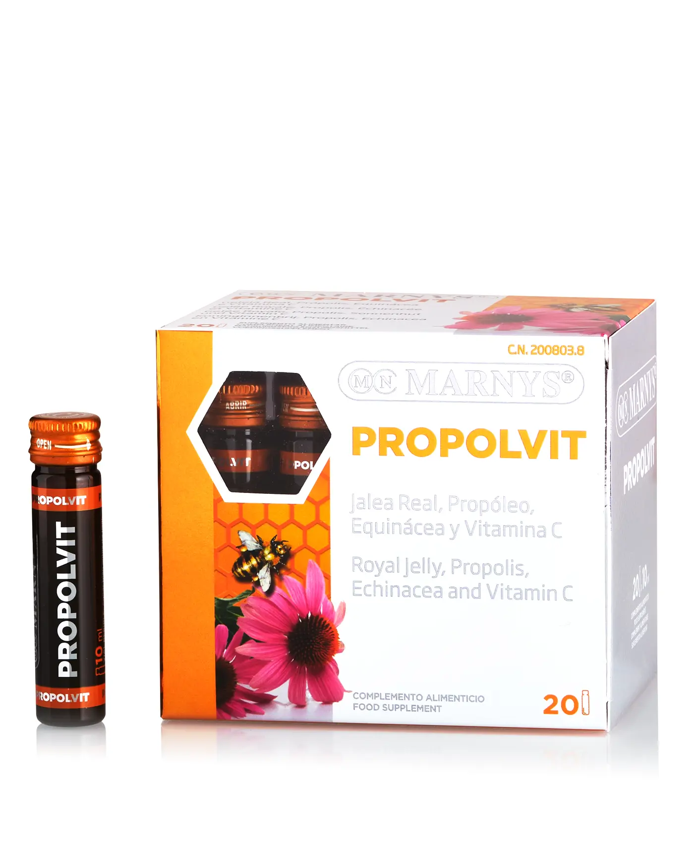 Propolvit + laptisor de matca, propolis, echinaceea si vitamina c pentru imunitate si energie – produs bio – 20 fiole