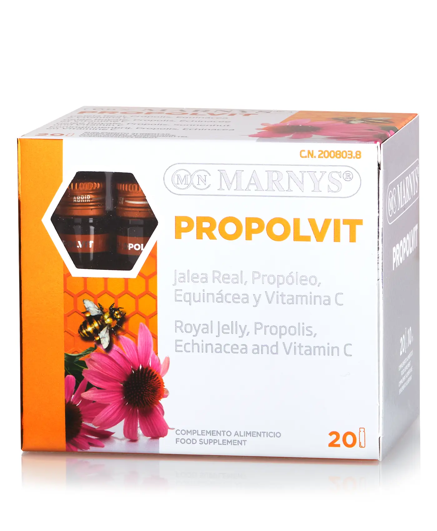 Propolvit + laptisor de matca, propolis, echinaceea si vitamina c pentru imunitate si energie – produs bio – 20 fiole