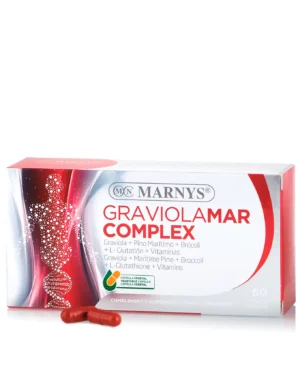 GRAVIOLAMAR Complex cu Graviola + extract de Pin + Broccoli + Glutation + Vitamina E + Vitamina B6 pentru imunitate, energie si reducerea oboselii – Produs vegan – Cutie cu 60 capsule