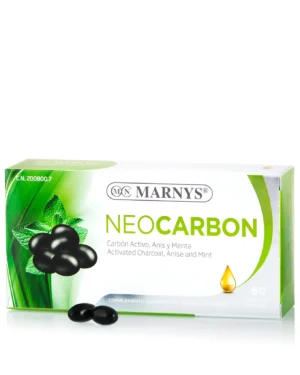Neocarbon cu Carbune activ + Anason + Menta – Formula speciala pentru digestie, constipatie si eliminarea gazelor intestinale – Produs din ingrediente 100% naturale – 60 gelule