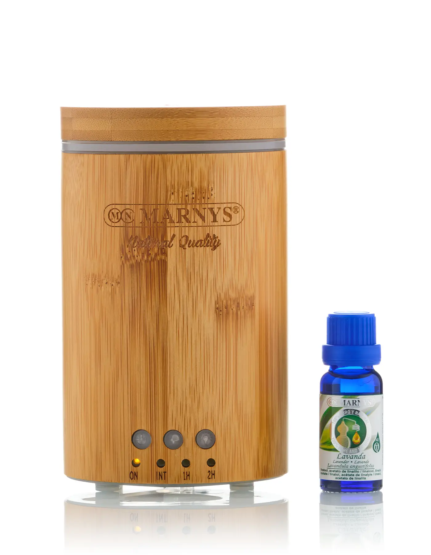 Difuzor aromaterapie cu ultrasunete din bambus, marnys cu lumini led și funcție temporizator, 12w, 150ml