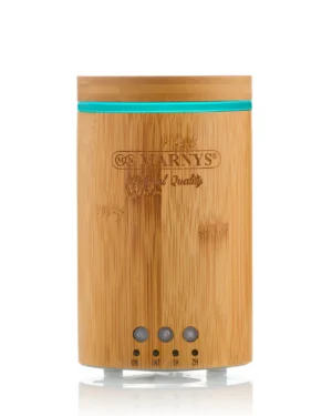 Difuzor aromaterapie cu ultrasunete din bambus, marnys cu lumini led și funcție temporizator, 12w, 150ml