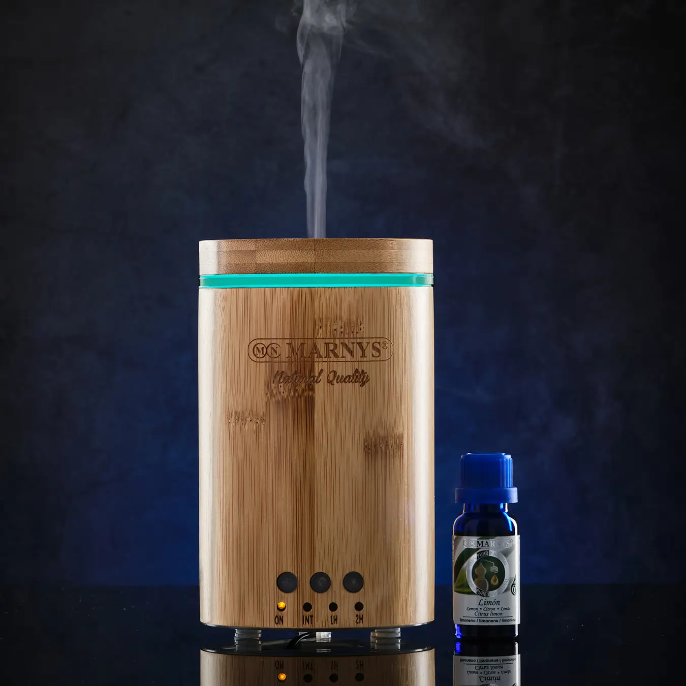 Difuzor aromaterapie cu ultrasunete din bambus, marnys cu lumini led și funcție temporizator, 12w, 150ml Difuzor aromaterapie cu ultrasunete din bambus, marnys cu lumini led și funcție temporizator, 12w, 150ml