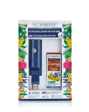 Difuzor USB Ultra-Nebulizator + Energie Sinergie 30 ml, Organic, Mix Uleiuri Esentiale Pentru Energie Si Vitalitate Cu Ulei de Portocala + Ylang Ylang + Litsea + Lamaie