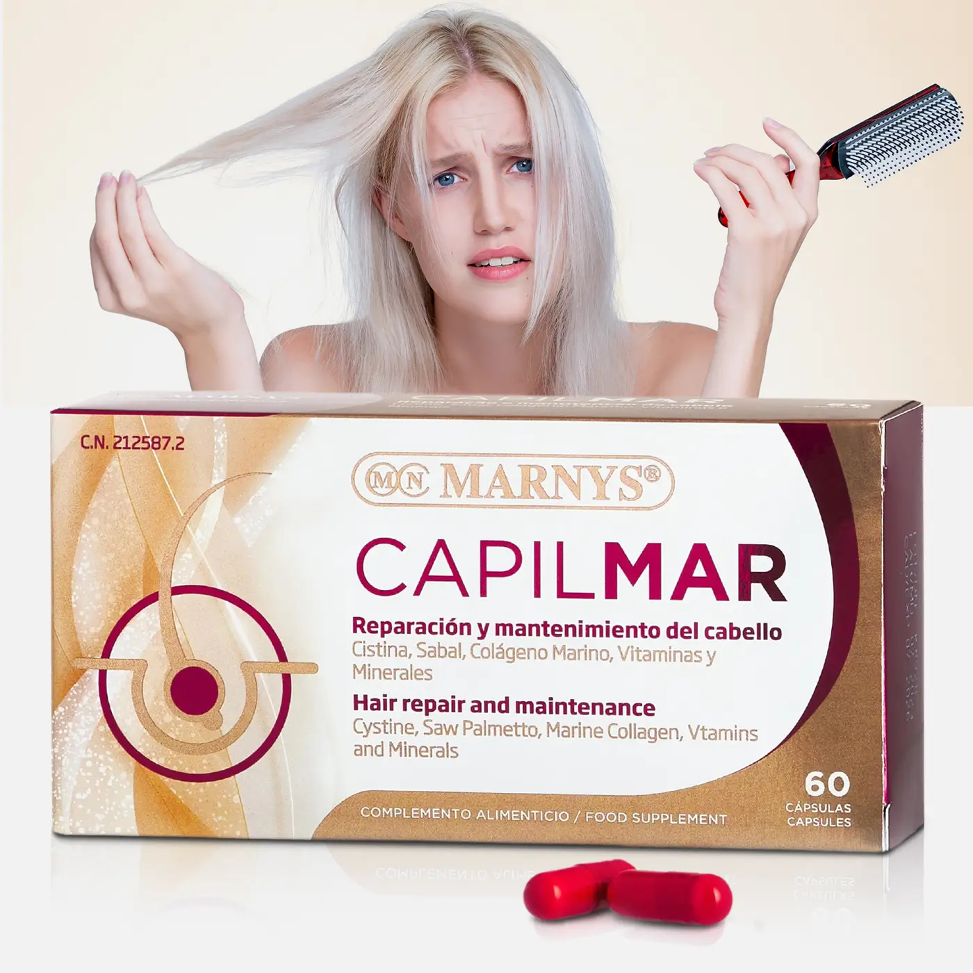 Capilmar – extract de sabal + colagen + keratina + cistina + vitaminele b + minerale pentru cresterea si regenerarea parului – 60 capsule Capilmar - extract de sabal + colagen + keratina + cistina + vitaminele b + minerale pentru cresterea si regenerarea parului - 60 capsule