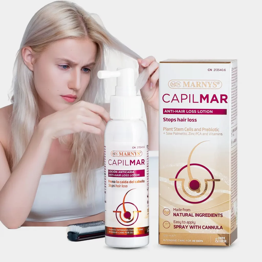 Capilmar – lotiune impotriva caderii parului cu celule stem vegetale + prebiotic + zinc + vitamine – sticla cu 100 ml1 (1) Capilmar – lotiune impotriva caderii parului cu celule stem vegetale + prebiotic + zinc + vitamine – sticla cu 100 ml