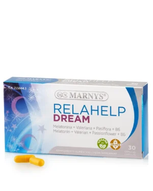 Relahelp Dream cu Melatonina + Valeriana + Floarea Pasiunii + Roinita + Vitamina B6 pentru somn odihnitor, relaxare si stare de bine – Produs Vegan - 30 capsule