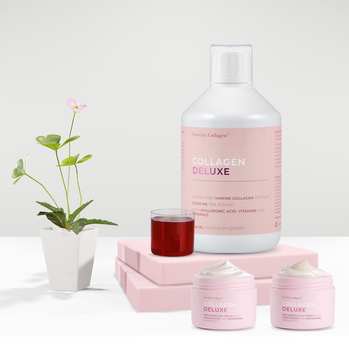 Super-pachet-deluxe-radiance Super pachet deluxe radiance cu colagen deluxe 500ml + pachet creme retinol zi si noapte