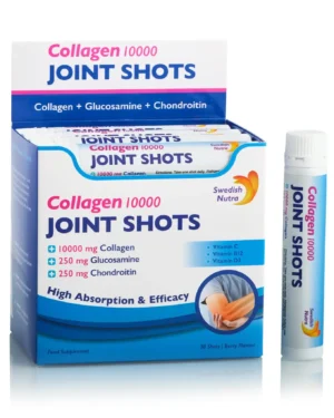 Joint Shots - 30 shots - Colagen lichid hidrolizat de tip 1, 2 și 3 cu 10.000mg + Glucozamină Sulfat + MSM + Condroitină + Turmeric + Ceai verde + Vitamina B12, C și D3