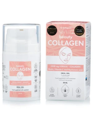 Colagen beauty gel oral cu peptide de colagen verisol 2500 mg + biotina 300 mg + vitamina c 150 mg + acid hialuronic 120 mg – flacon cu 50 ml