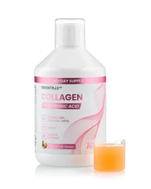 Essentials 100 - colagen hidrolizat lichid cu retinol + acid hialuronic 20 mg + zinc 10 mg + coenzima q10 + vitaminele c, b5, b7, e – sticla cu 500 ml