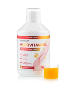Essentials 100 - multivitamine lichide - ashwagandha + luteina + zeaxantina + spirulina organica + sfecla cu 29 ingrediente active - sticla cu 500 ml