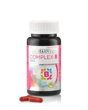 Complex b max cu 8 vitamine (b1, b2, b3, b5, b6, b7, b9, b12) + colina + inozitol pentru energie, inima, creier si imunitate – produs vegan – 60 capsule