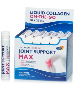 Joint Support Max – 30 shots – Colagen Lichid Hidrolizat Tip 1, 2 si 3 cu 12.000 mg + Acid Hialuronic + Glucozamina + Condroitina + MSM + Turmeric + Seleniu pentru Dureri Articulare si Refacerea Mobilitatii